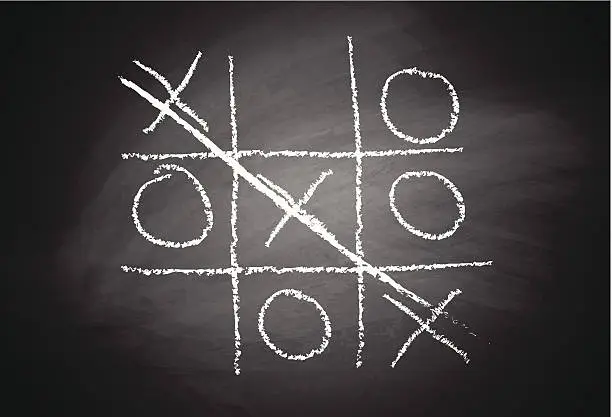 Vector illustration of Tic-tac-toe over blackboard