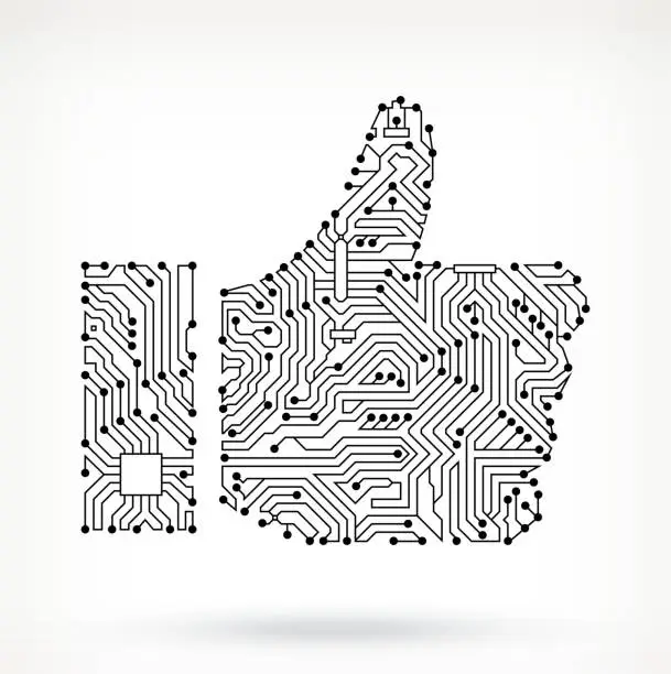Vector illustration of Thumbs Up on Circuit Board
