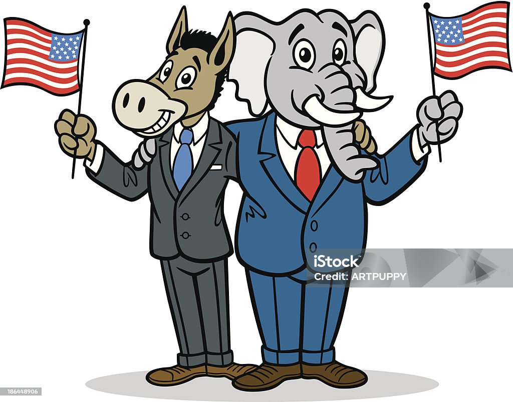 Burro y Elephant historieta - arte vectorial de Viñeta libre de derechos