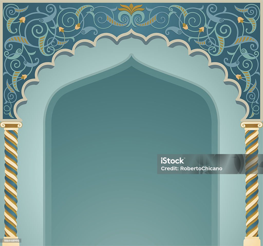 An ornate blue Islamic arch design Vector illustration of islamic arch design in EPS 10 format Morocco stock vector