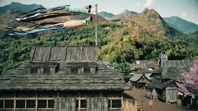 Carp Streamers in an ancient Japanese village