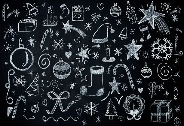 Photo of Christmas illustrations on blackboard
