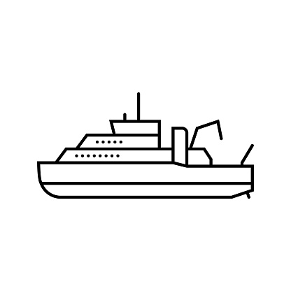 oceanographic research vessel line icon vector. oceanographic research vessel sign. isolated contour symbol black illustration