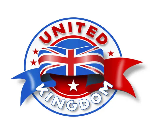 Vector illustration of Circle badge logo United Kingdom with national flag illustration