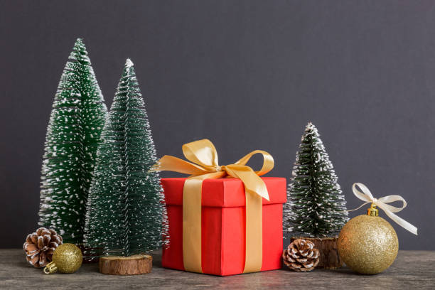 istock Christmas composition. craft Gift box, small tree, branches and craft DIY decorations on white background. New year concept. Christmas home decoration Flat lay, top view, copy space 1864549751