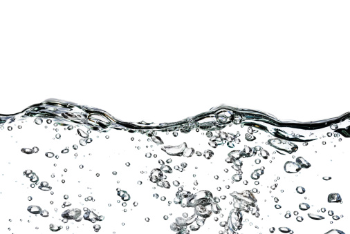  Splash of water,drops and bubbles on a white background.