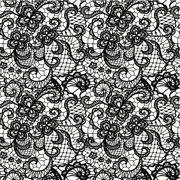 Vector illustration of Wallpaper in a swirling lace pattern in black and white