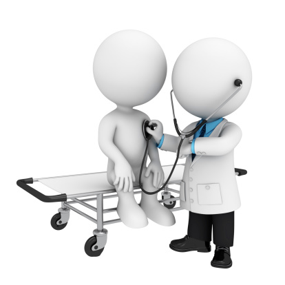 3d rendered illustration of White character as doctor with patient