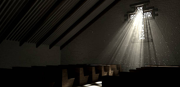 istock Stained Glass Window Crucifix Church 186458466