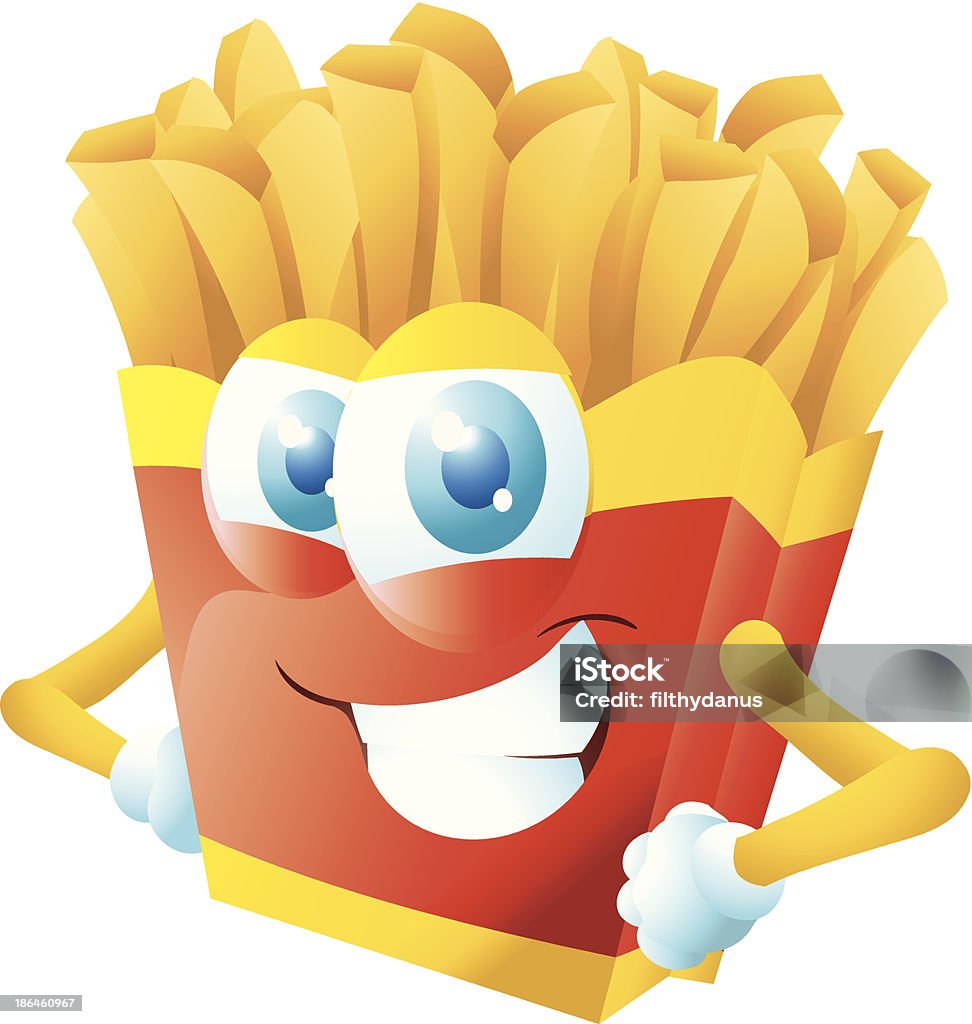 Batatas fritas mulher grinning - Royalty-free Alimentação Não-saudável arte vetorial