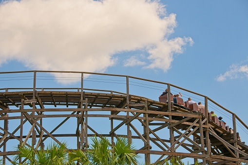 Photograph of Seaside roller coaster track with copy space