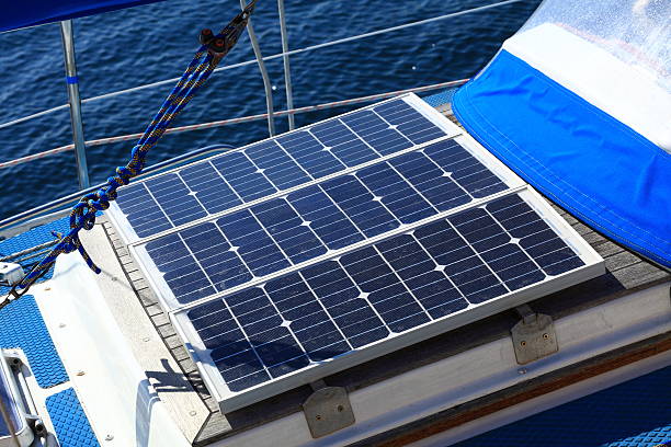 istock solar panels in sailboat. Renewable eco energy 186462783