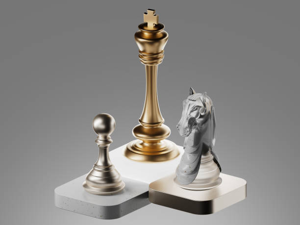 istock This 3D icon depicts golden chess pieces, symbolizing strategy, intelligence, and the pursuit of victory. 3d illustration. Gold metal texture 1864633010