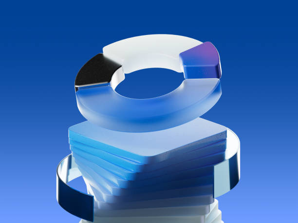 istock 3D icon render, diagram, statistics, graph, composition for advertising banners. Digital, blue textures 1864633520