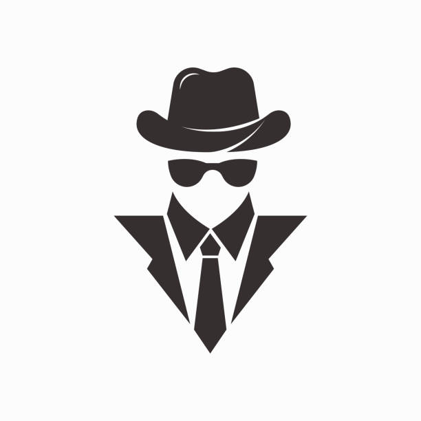 ilustrações de stock, clip art, desenhos animados e ícones de spy agent and detective suit logo design template - anti smoking