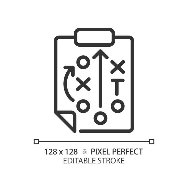 stockillustraties, clipart, cartoons en iconen met playbook linear icon - draaiboek sportevenement