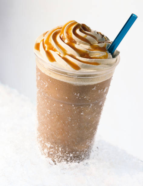 istock Iced caramel coffee covered with whipped cream 1864655471