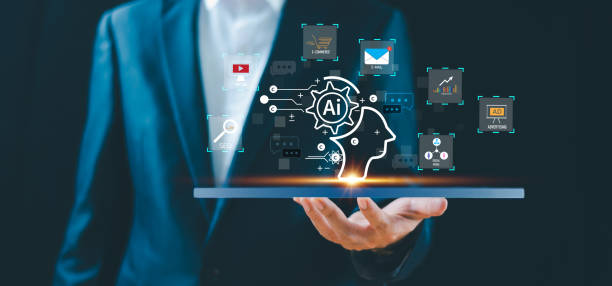 istock Ai tech expert business concept. Businessman virtual graphic Global Internet connect robot. Chat AI, Artificial Intelligence, Futuristic technology. Computer developer, service tech, bot analytic 1864664797