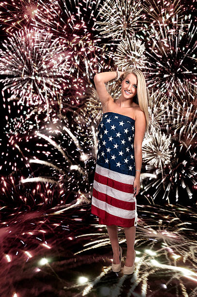 istock Woman with Fireworks at Full Moon 186466932
