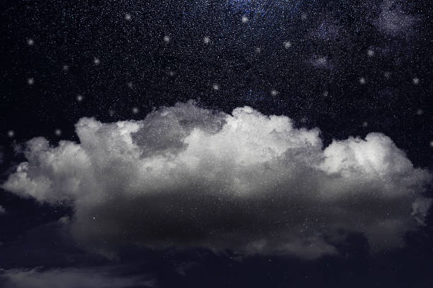 istock sky night with cloud white black glitter texture abstract banner background with space. Twinkling glow stars effect. Like outer space, night sky, universe. Rusty, rough surface, grain. 1864669326