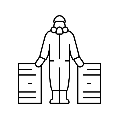 hazardous materials handling line icon vector. hazardous materials handling sign. isolated contour symbol black illustration