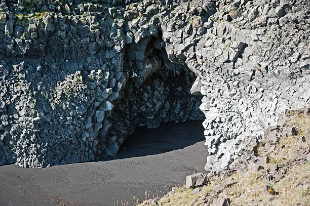 The west of Iceland, lava cave in the cliffs of Arnastapi on the south side of the Snæfellsnes Peninsula