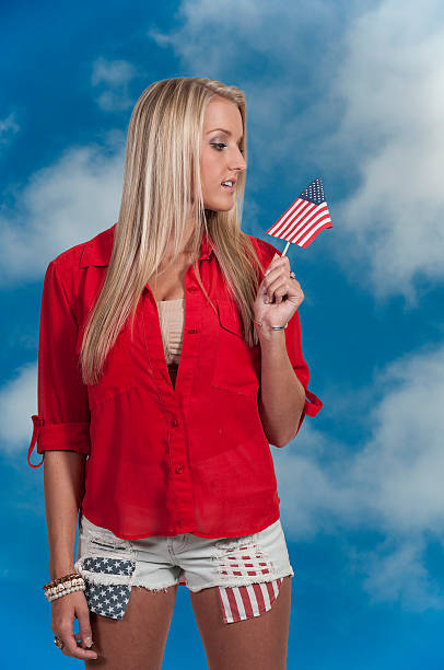 istock Woman with a Flag 186469196