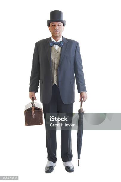 Businessman In A Retro Business Suit Stock Photo - Download Image Now - Top Hat, Men, Elegance