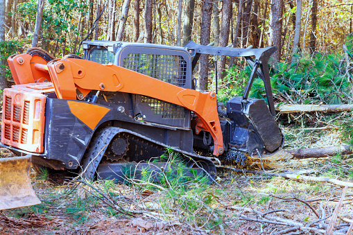 Forestry mulcher used by contractor for general purpose cleaning at forest