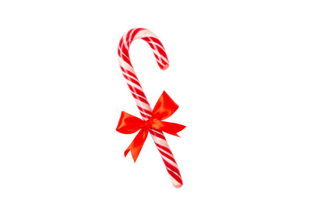 Candy cane isolated on white background. Christmas sweets. Christmas candy. New Year. A traditional sweet gift for the Christmas tree. Holiday concept.