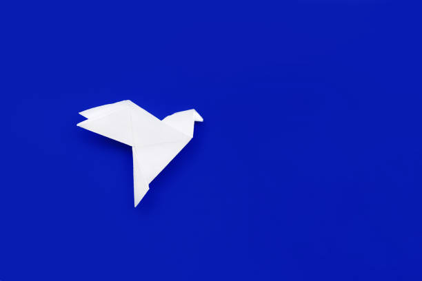 istock white paper origami pigeon on deep blue background 1864801017