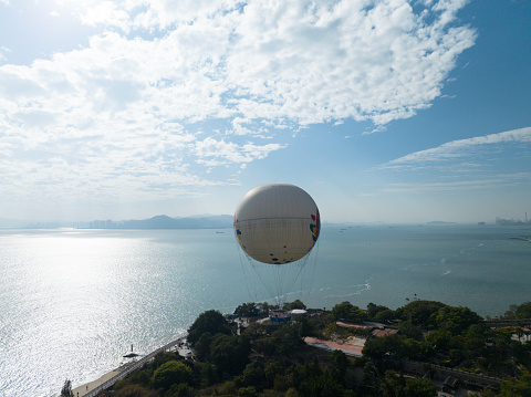 Sightseeing manned balloon on the beach