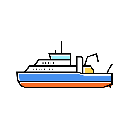 oceanographic research vessel color icon vector. oceanographic research vessel sign. isolated symbol illustration