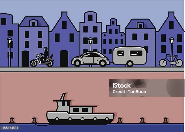 Paesaggio Urbano Di Amsterdam - Immagini vettoriali stock e altre immagini di Acqua - Acqua, Amsterdam, Bicicletta
