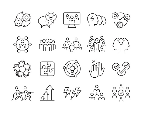Teamwork Related Icons - Vector Line Icons. Editable Stroke. Vector Graphic