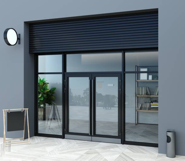 istock Modern white office entrance door 1864821846