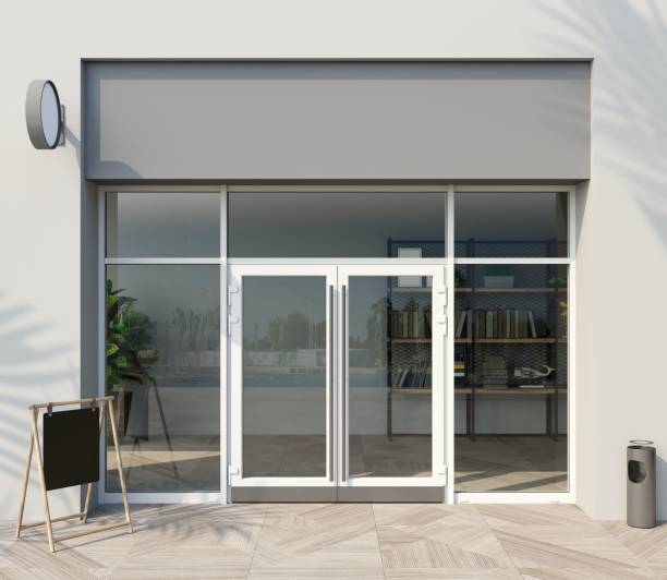 istock Modern white office entrance door 1864821858