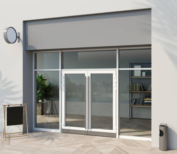 istock Modern white office entrance door 1864821859