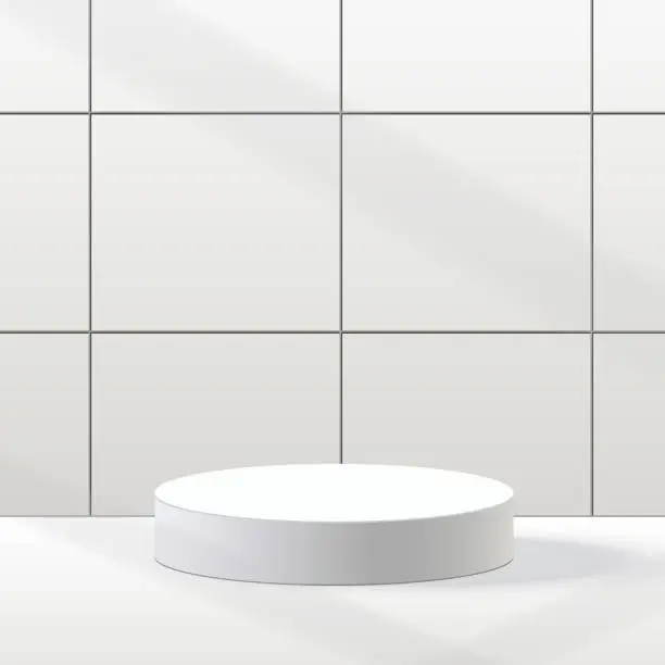 Vector illustration of 3d background products minimal podium scene with the geometric platform in the bathroom