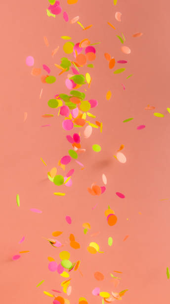 istock Carnaval party background concept. Space for text, copyspace. Colorful confetti falling, abstract. 1864835954