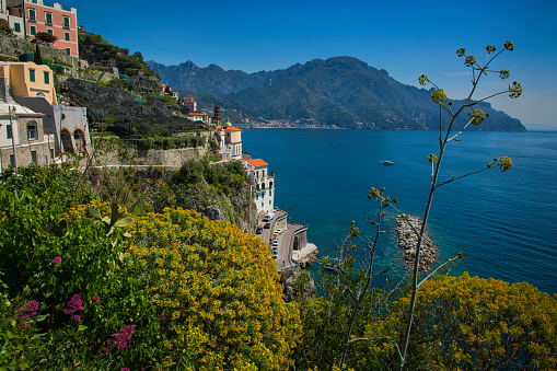 Amalfi coast with beautiful views of the fantastic places. Sorrento, Amalfi, Minori, Mainori, Marmorata