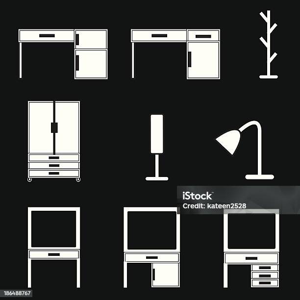 Möbelsymboleset Stock Vektor Art und mehr Bilder von Ausrüstung und Geräte - Ausrüstung und Geräte, Das Leben zu Hause, Dekoration