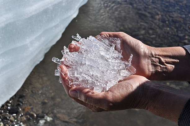istock Crystals of ice from a glacier in human hands. 186488796