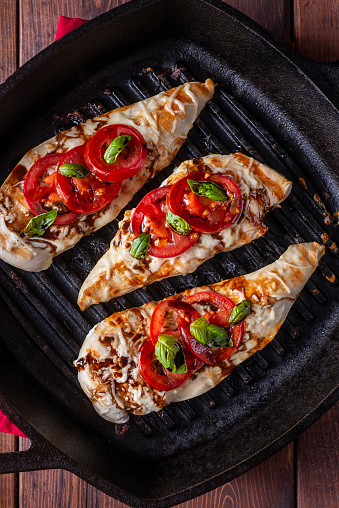 Grilled Caprese Chicken in a Cast Iron Grill Pan