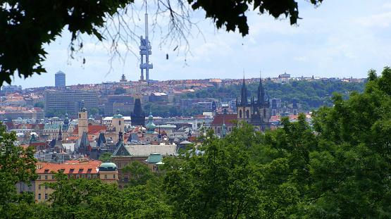 View from the Castle Hill in Chradčany towards Barandov. Prague, Czech Republic
