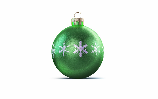 3d Render Green Christmas Ornament, Christmas, Celebration, Noel Concepts, Object + Shadow Clipping Path (close-up)