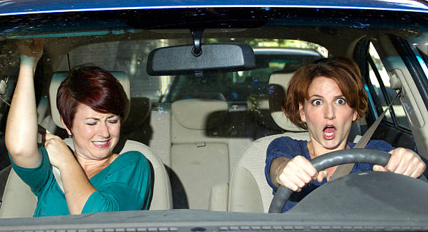 Car Crash Accident with a Scared Driver and a Passenger