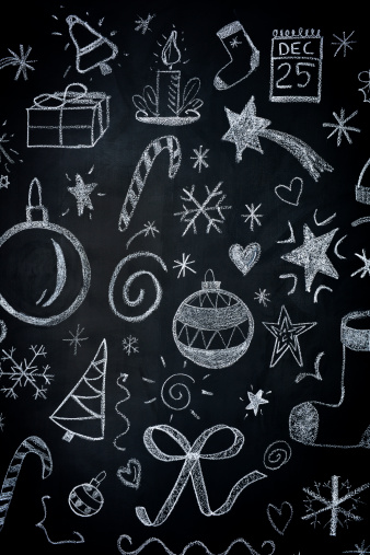istock Christmas illustrations on blackboard 186491861