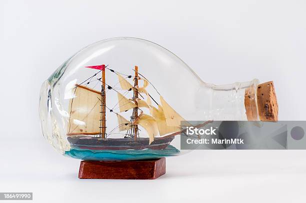 Miniature Ship Inside A Bottle Stock Photo - Download Image Now - Art, Art And Craft, Bottle