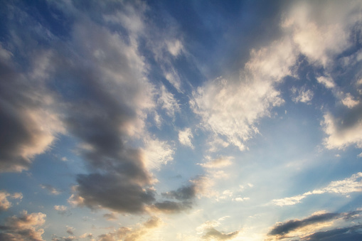 summer blue sky cloud gradient light white background.beauty bright cloud cover in the sun calm cler winter air background .spring wind